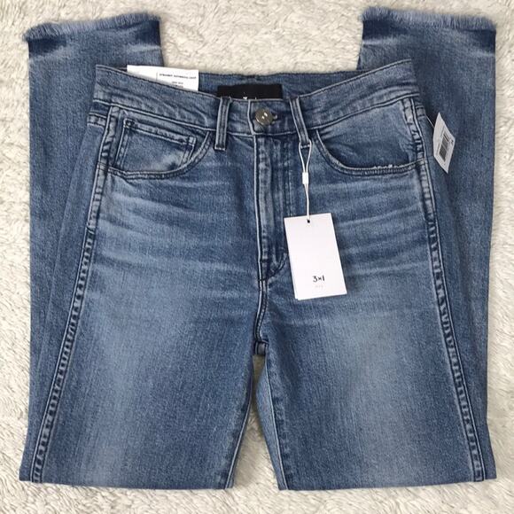 New Anthropologie 3X1 Made USA Straight Leg Raw Hem Edge Jean Women's Capsule - Picture 2 of 12